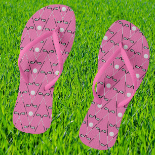 Golf crossed clubs pattern pink jandals