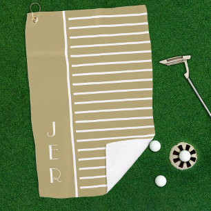 Golf Custom Initials Gold White Modern Stripes Towel