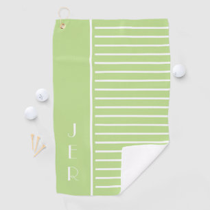 Golf Custom Initials Green White Modern Stripes Towel
