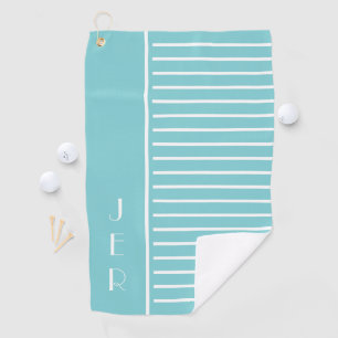 Golf Custom Initials Teal White Modern Stripes Golf Towel