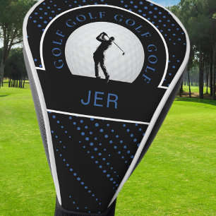 Golf Custom Male Golfer Silhouette Black Blue Head Cover