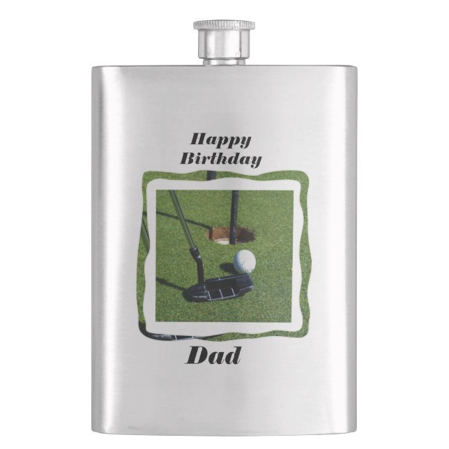 Golf Dad Birthday Wishes, Classic Hip Flask (Front)
