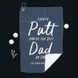 Golf dad modern bright blue typography funny golf  golf towel<br><div class="desc">Golf dad modern bright blue typography funny best dad by par. Ideal Christmas,  birthday,  Fathers day gift for him.</div>