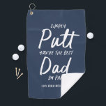 Golf dad modern bright blue typography funny golf  golf towel<br><div class="desc">Golf dad modern bright blue typography funny best dad by par. Ideal Christmas,  birthday,  Fathers day gift for him.</div>