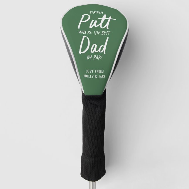 Golf dad modern green typography funny chic head cover (Front)