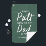 Golf dad modern green typography funny golf  golf towel<br><div class="desc">Golf dad modern dark green typography funny best dad by par. Ideal Christmas,  birthday,  Fathers day gift for him.</div>