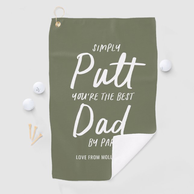 Golf dad modern khaki green typography funny golf  towel (InSitu)