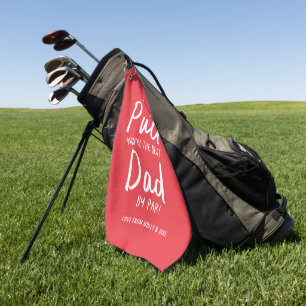 Golf dad modern minimal red typography funny golf  towel