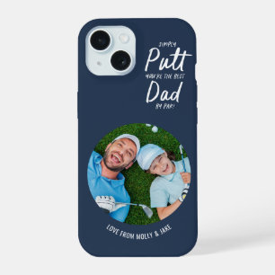 Golf dad modern navy blue typography photo gift iPhone 15 case