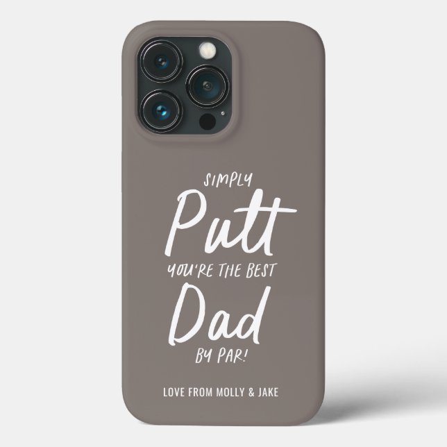Golf dad modern taupe brown typography funny chic Case-Mate iPhone case (Back)