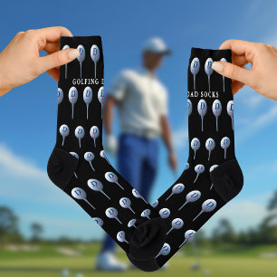Golf Dad Teeing Off Monogram Black Golfing Socks