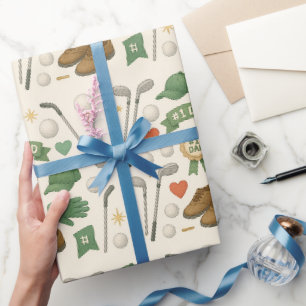 Golf Dad with Golf equipment with flag for Golfer  Wrapping Paper