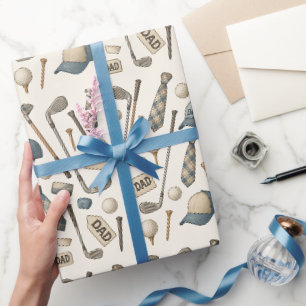 Golf Dad with Golf equipment with flag for Golfer  Wrapping Paper