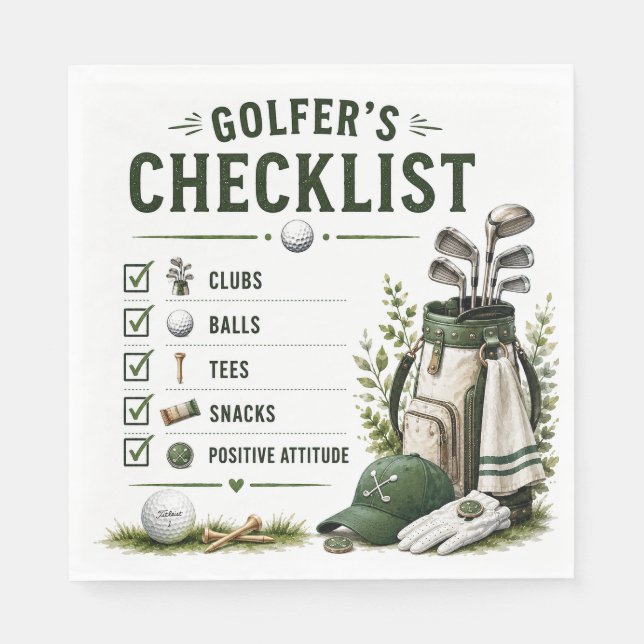 Golf Daily Life Funny Checklist Napkin (Front)