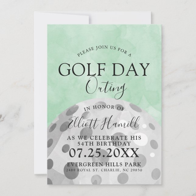 Golf Day Outing | Golf Themed Green Invite (Front)