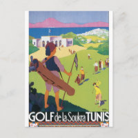 Golf de La Soukra Tunis Vintage Travel Poster