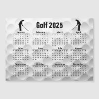 Golf Design 2025 Calendar Magnetic Card