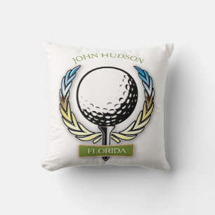 Golf Design with Wreath Monogram Template Cushion