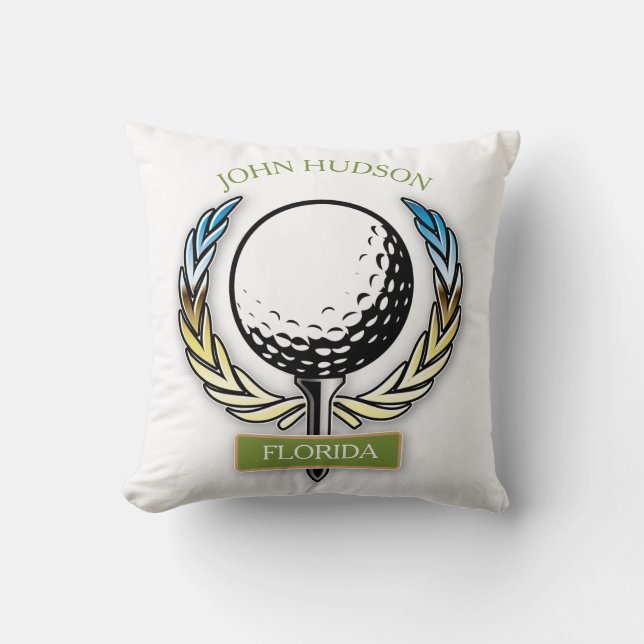 Golf Design with Wreath Monogram Template Cushion (Front)
