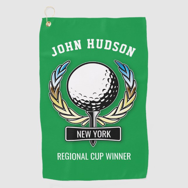 Golf Design with Wreath Monogram Template Golf Tow Towel (Front)