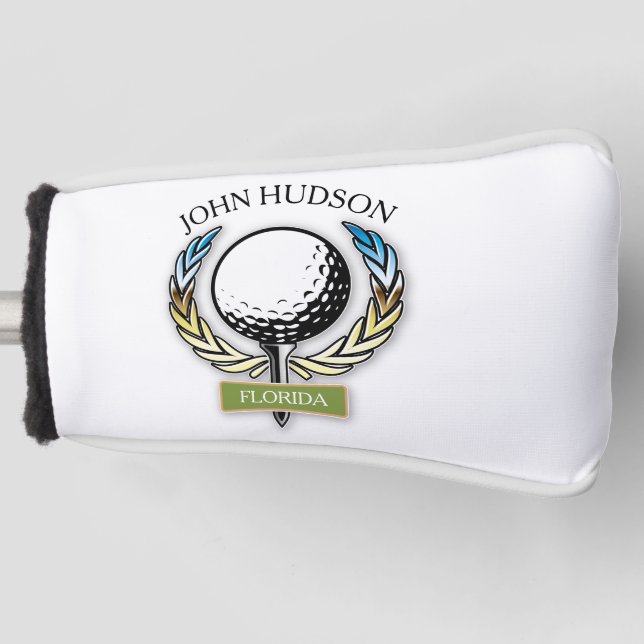 Golf Design with Wreath Monogram Template Head Cover (Front)