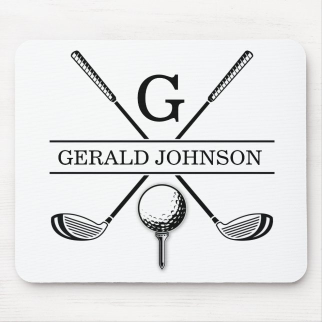 Golf Design with Wreath Monogram Template Mouse Pad (Front)