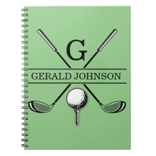 Golf Design with Wreath Monogram Template Notebook