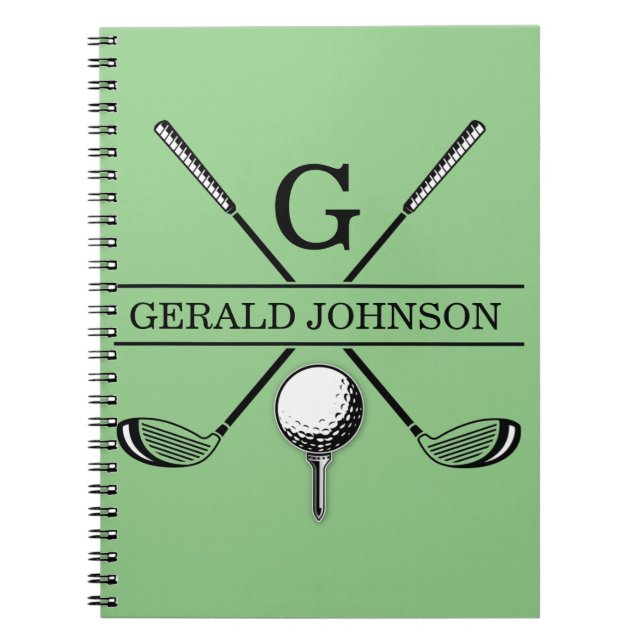 Golf Design with Wreath Monogram Template Notebook (Front)