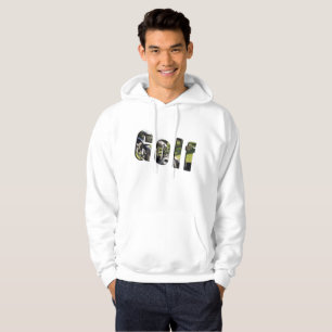 Golf Dimensional Logo, Mens White Hoodie