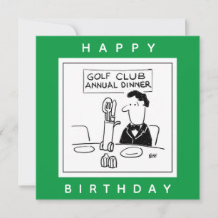 Golf Dinner has Cutlery in Golf Trolley Cartoon Card