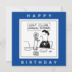 Golf Dinner has Cutlery in Golf Trolley Cartoon Card