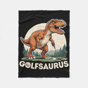 Golf Dinosaur Golfer T-rex Playing Golf Dino Golfi Fleece Blanket