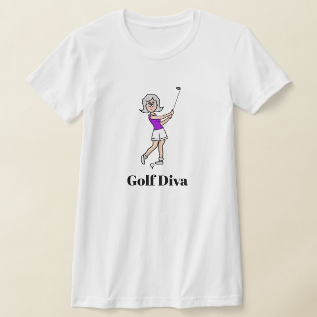Golf Diva  Grey Hair Lady Golfer T-Shirt (Laydown)