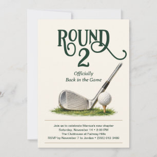 Golf Divorce Party Invitation Round 2 Cream Green