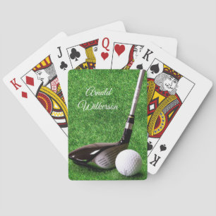 Golf Driver and Ball on Grass personalise Playing Cards