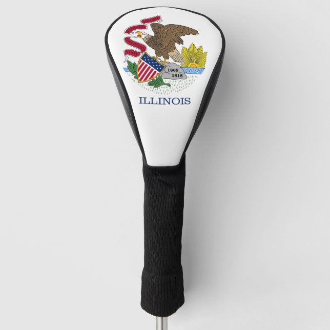 Golf Driver Cover with Flag of Illinois, USA (Front)