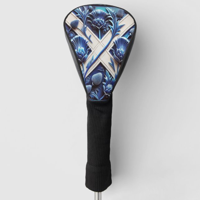 Golf Driver Cover with Scottish Thistles Design (Front)