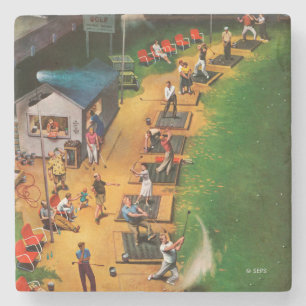 Golf Driving Range by John Falter Stone Coaster