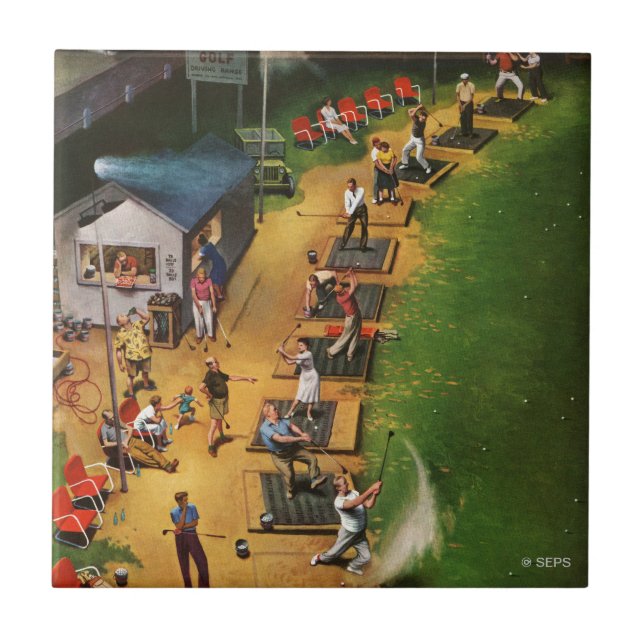 Golf Driving Range by John Falter Tile (Front)