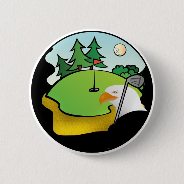 Golf Eagle 6 Cm Round Badge (Front)