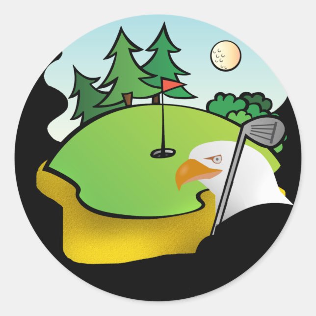 Golf Eagle Classic Round Sticker (Front)