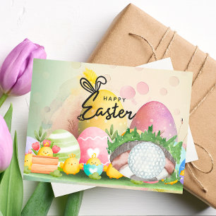 Golf Easter card for golfer watercolor