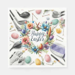 Golf Easter eggs balls and flower and equipment Napkin