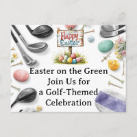 Golf Easter eggs balls and flower Invitation Card