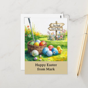 Golf Easter for golfer watercolor Spring Postcard