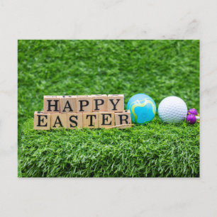 Golf Easter for Golfer with ball and tee on green  Holiday Postcard