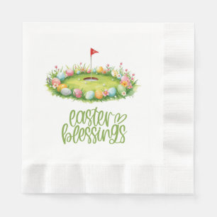 Golf Easter with egg on putting green Napkin