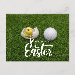 Golf Easter with golf ball and egg for golfer  Holiday Postcard