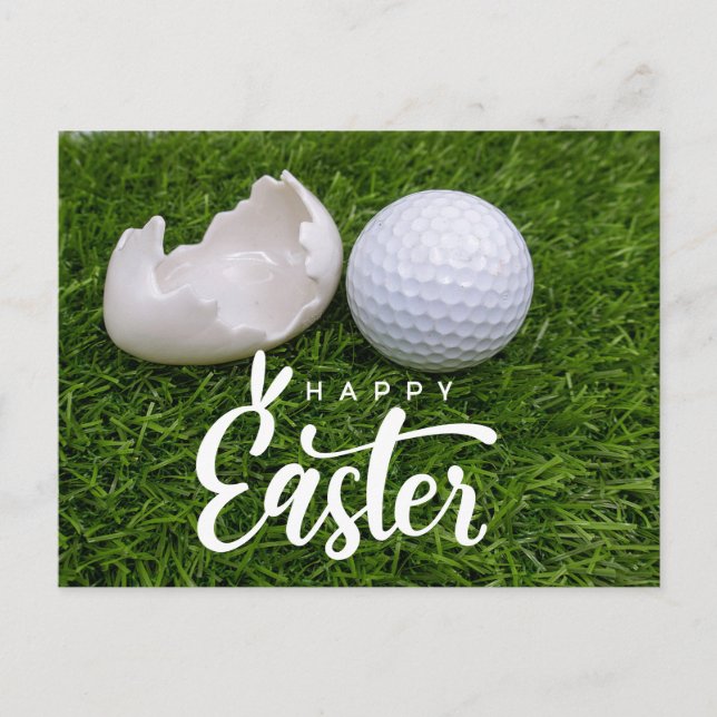 Golf Easter with golf ball and egg for golfer  Holiday Postcard (Front)