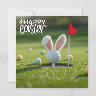 Golf Easter with golf ball bunny ear Holiday Card